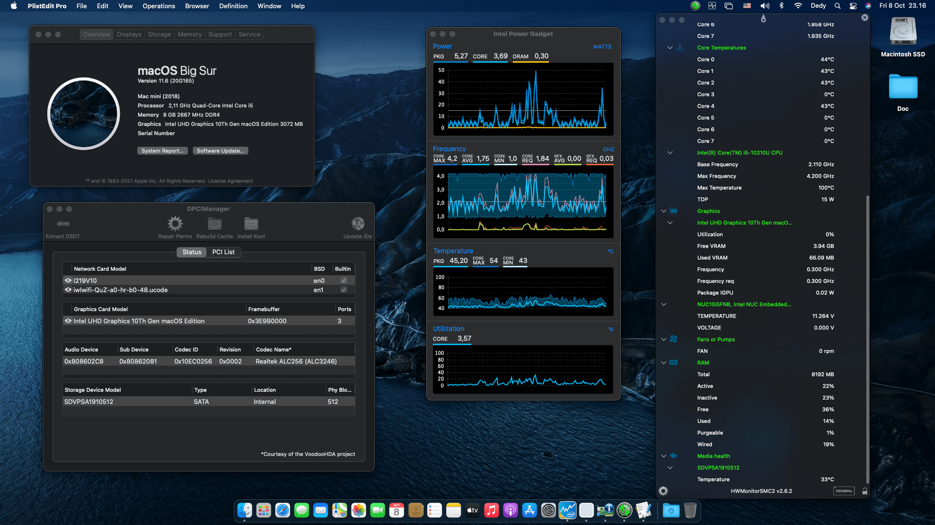 Success Hackintosh macOS Big Sur 11.6 Build 20G165 in Intel NUC NUC10i5FNH